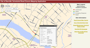 Road closure map graphic